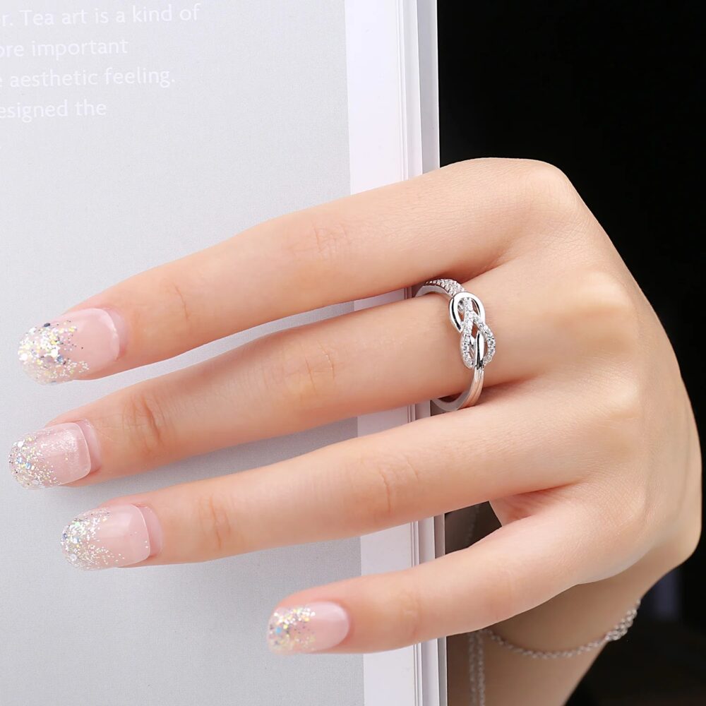 Alternative view of JewelryPalace New Arrival Infinity Love Knot Gemstone 925 Sterling Silver Statement Ring for Woman Fashion Classic Fine Jewelry