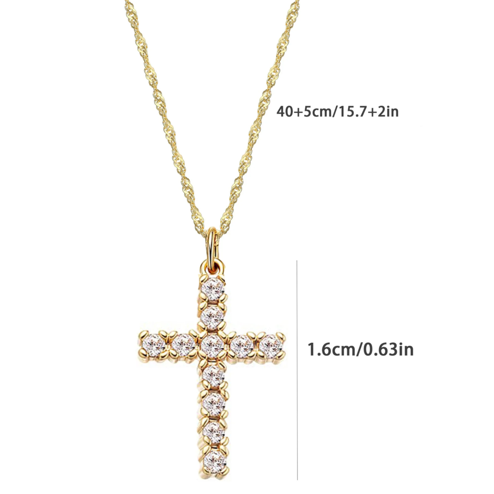 Alternative view of 18K Real Gold Plated Stainless Steel Cross Necklace for women girls Non Tarnish Waterproof Easter Christian Faith Jewelry Gifts