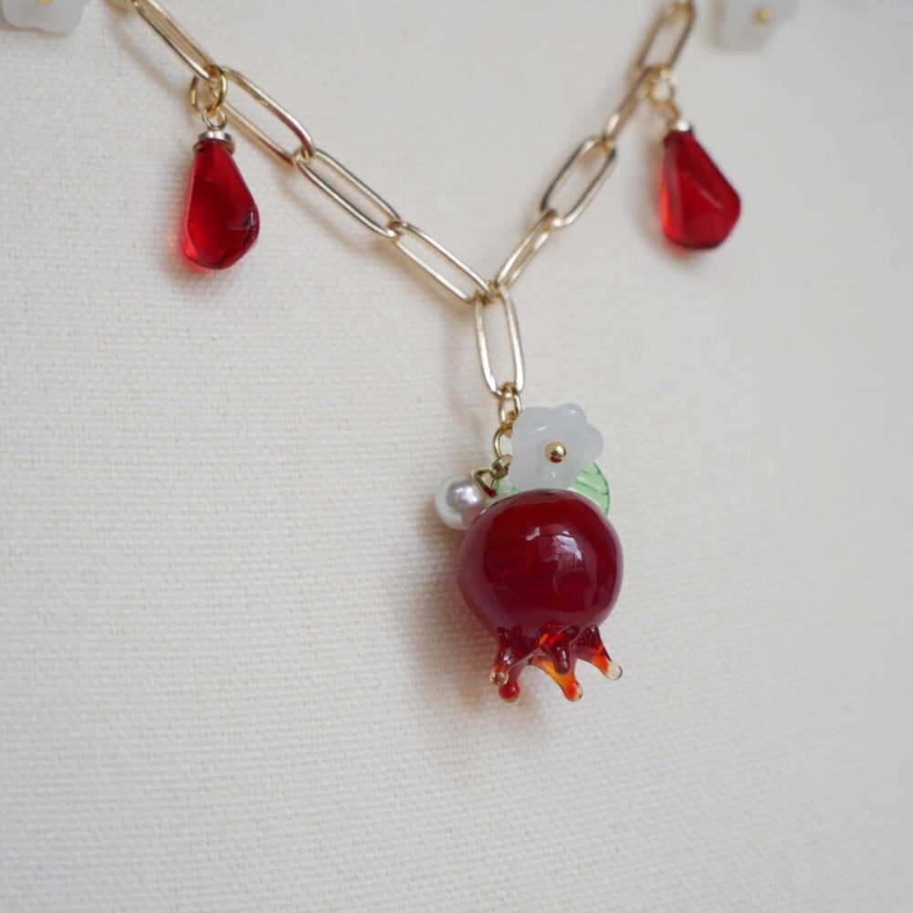Alternative view of Pomegranate Blossom Charm Necklace