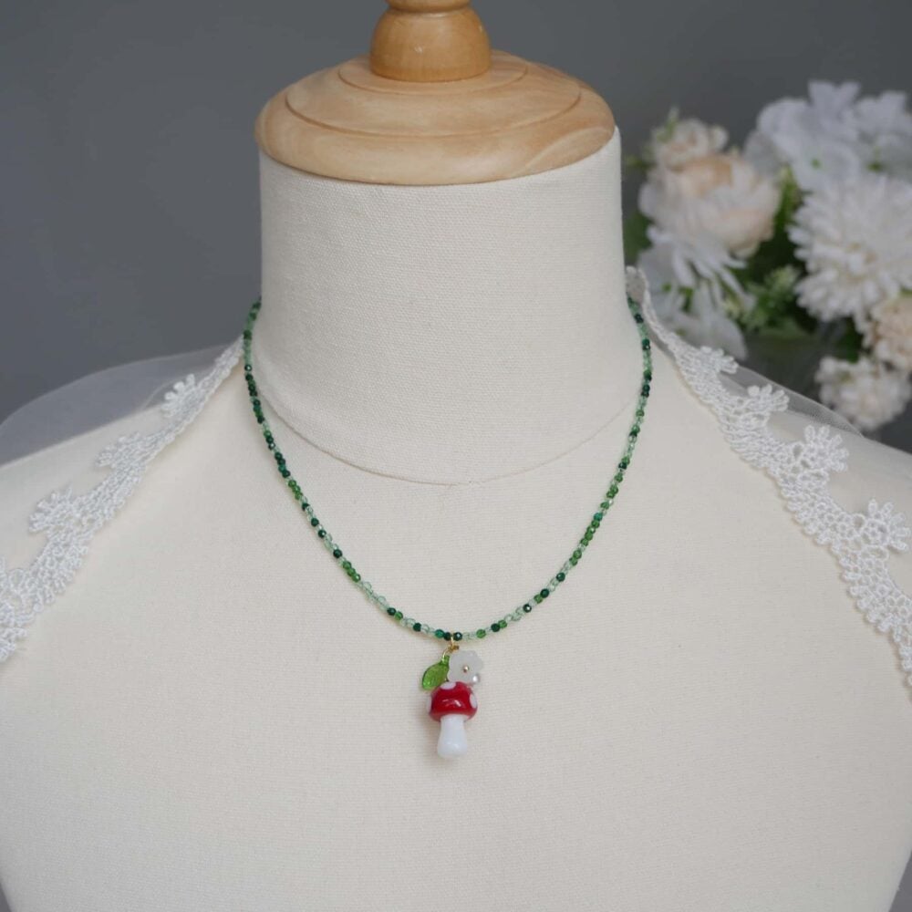 Mushroom Blossom Charm Necklace