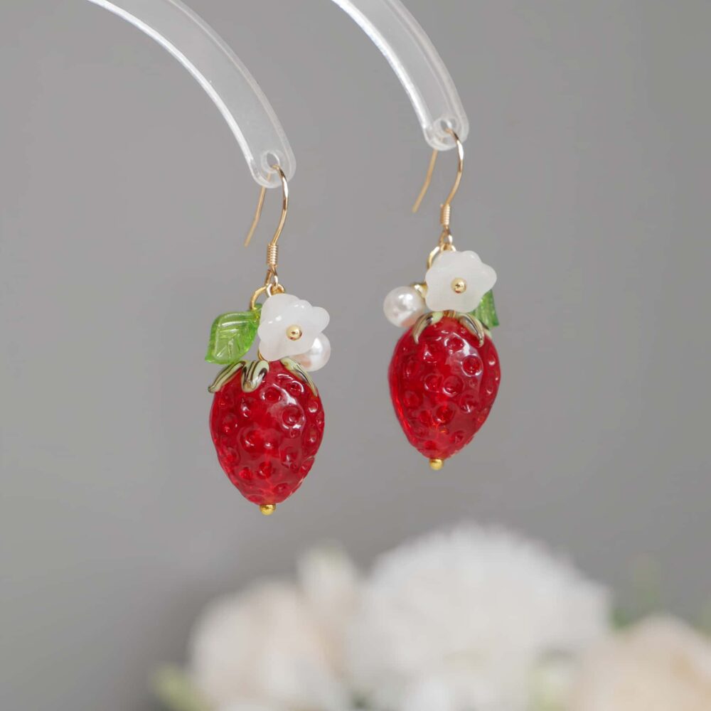Strawberry Blossom Drop Earrings
