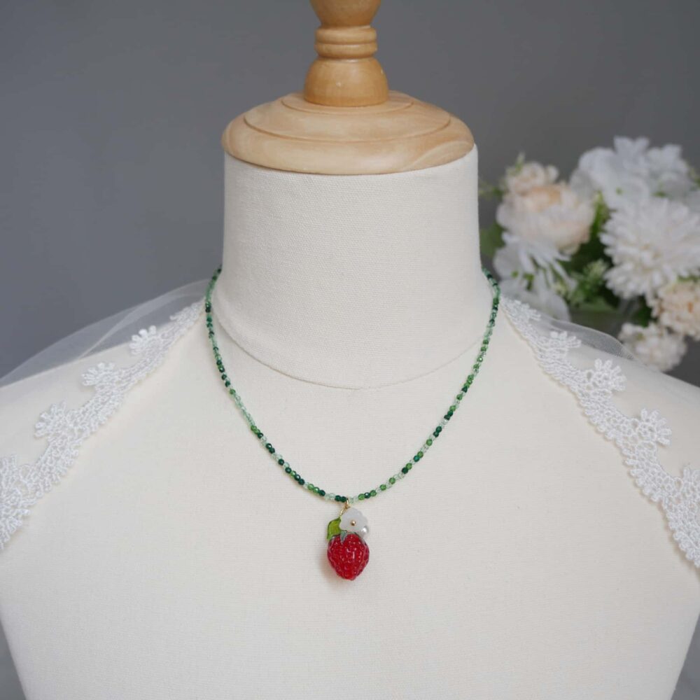 Strawberry Blossom Charm Necklace