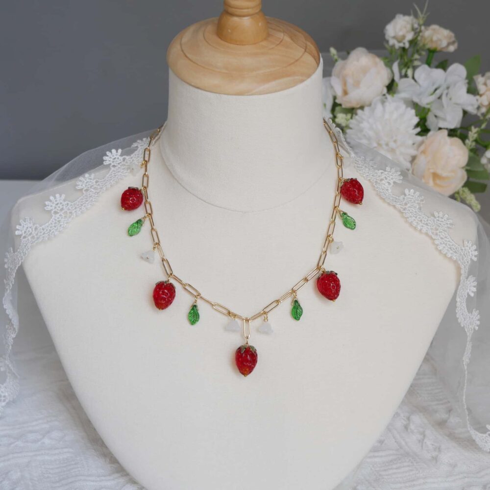 Strawberry Blossom Charm Necklace