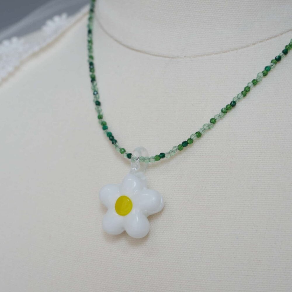 Alternative view of White Daisy Blossom Charm Necklace