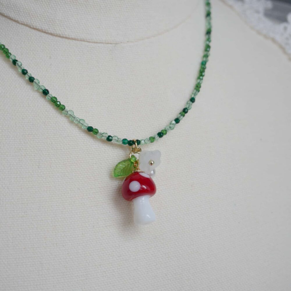 Alternative view of Mushroom Blossom Charm Necklace