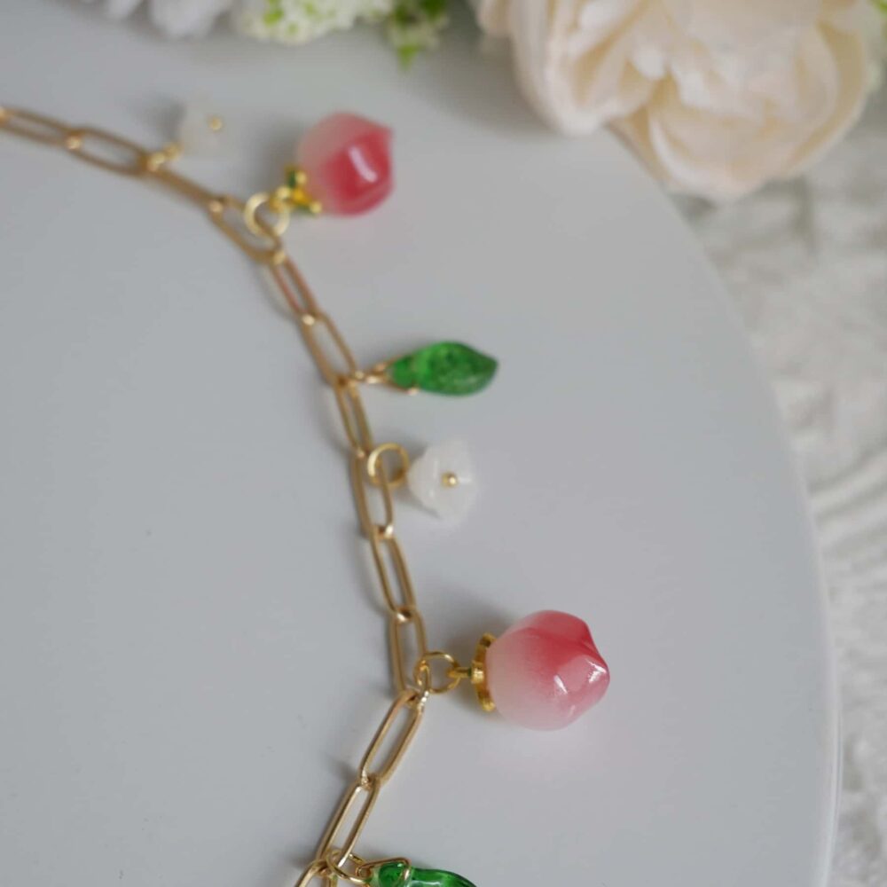 Alternative view of Peach Blossom Charm Necklace