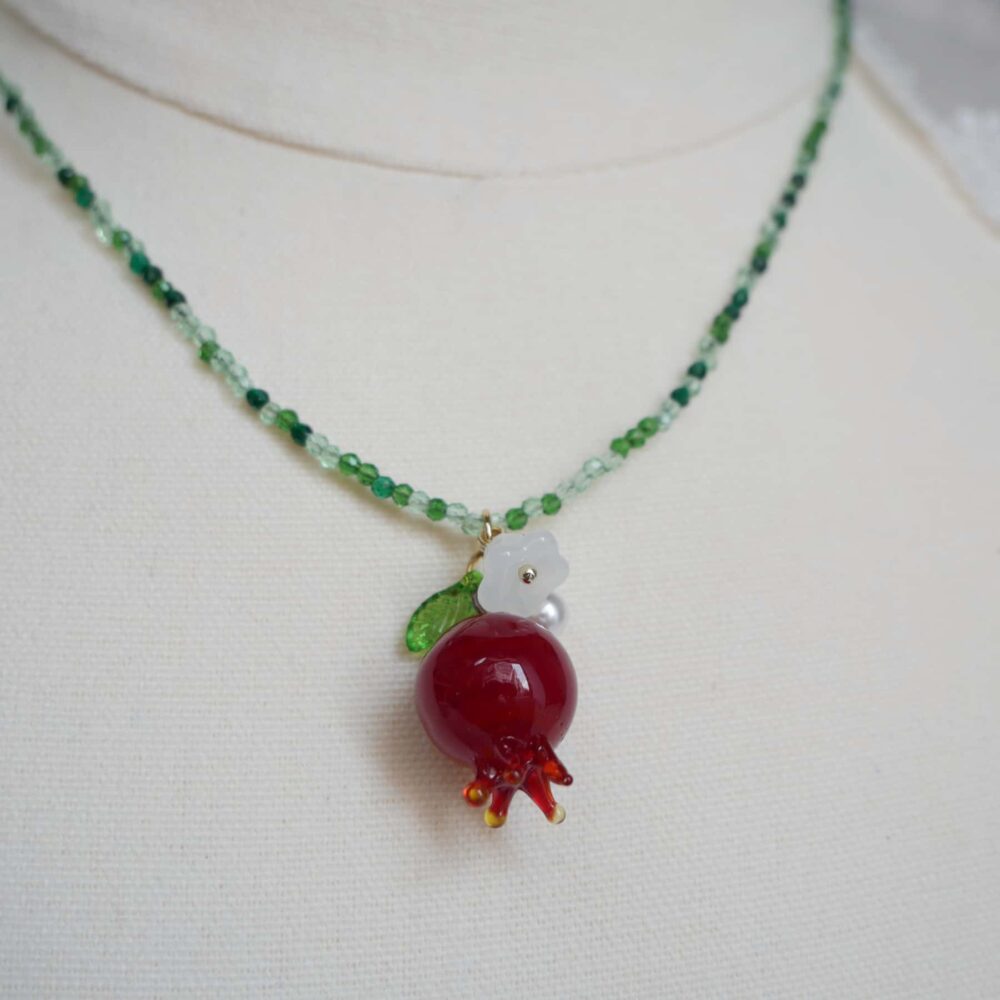 Alternative view of Pomegranate Blossom Charm Necklace