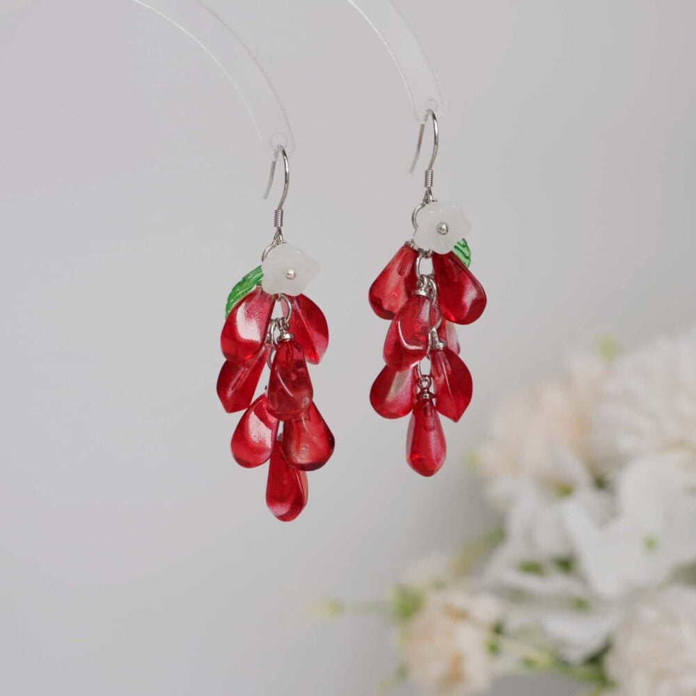 Pomegranate Seed Drop Earrings