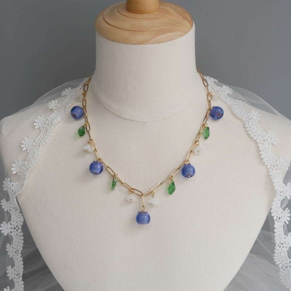 Blueberry Blossom Charm Necklace