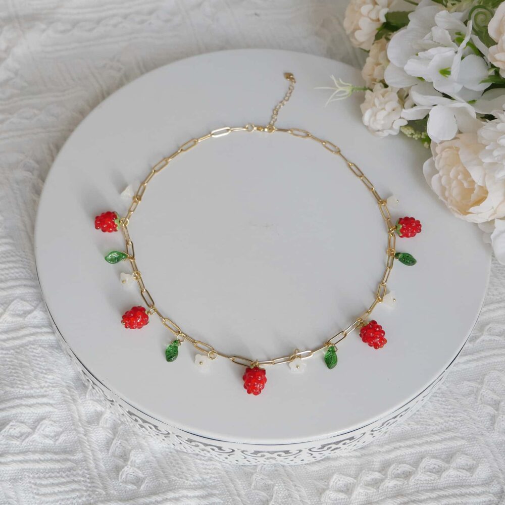 Raspberry Blossom Charm Necklace - Image 3