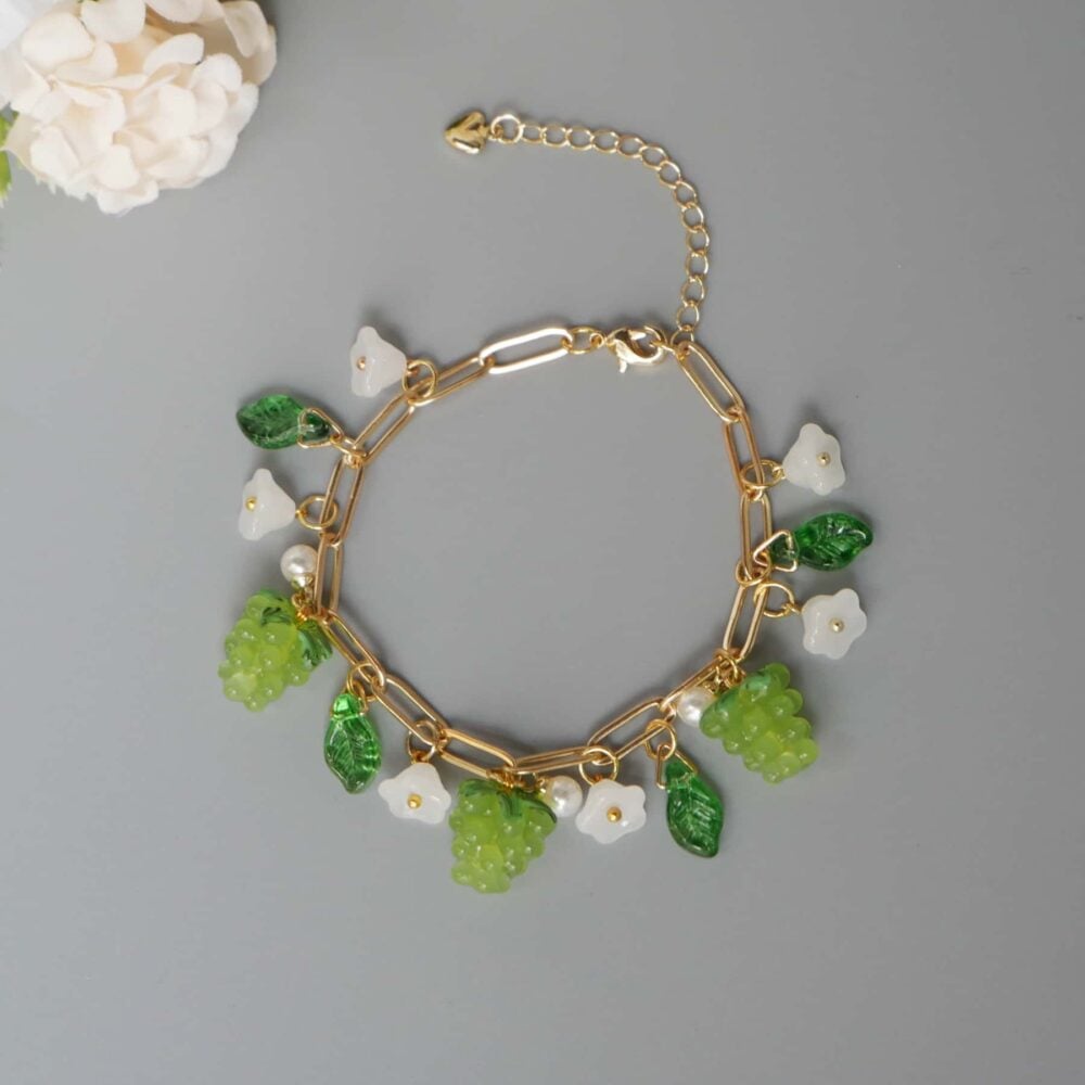 Green Grape Blossom Charm Bracelet