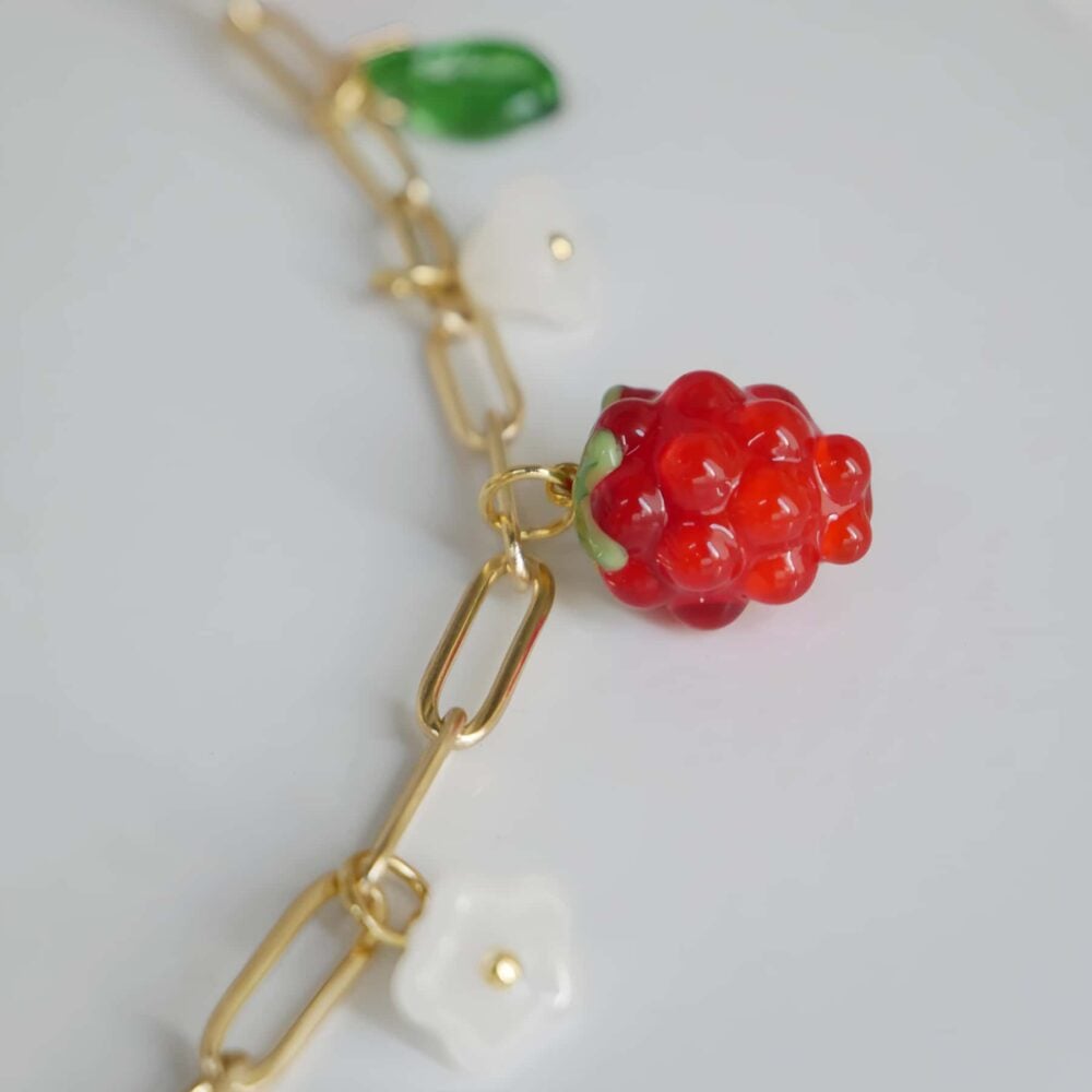 Alternative view of Raspberry Blossom Charm Necklace