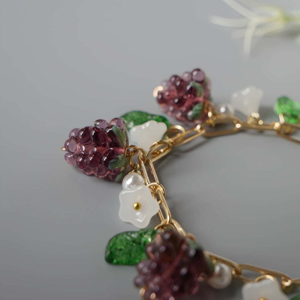 Alternative view of Purple Grape Blossom Charm Bracelet