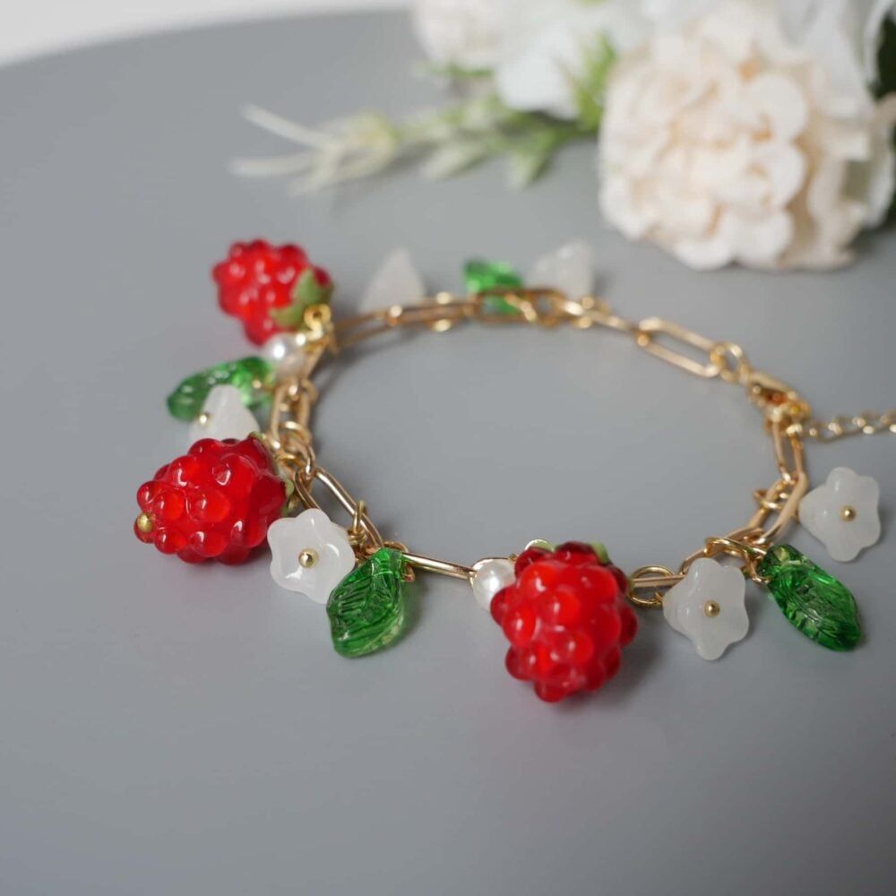 Alternative view of Raspberry Blossom Charm Bracelet