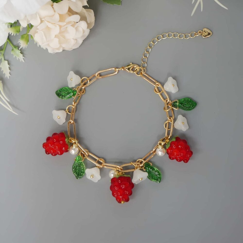 Raspberry Blossom Charm Bracelet