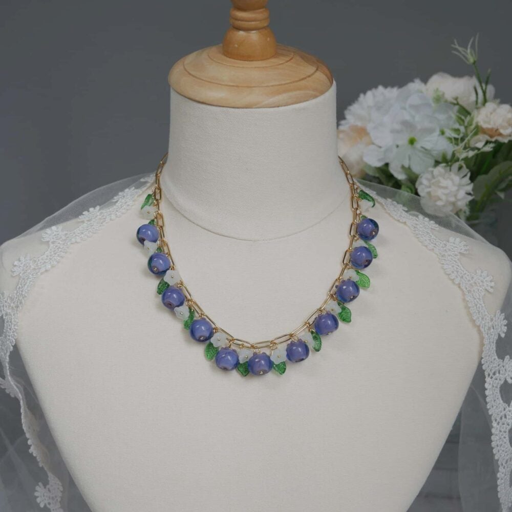 Blueberry Blossom Charm Necklace