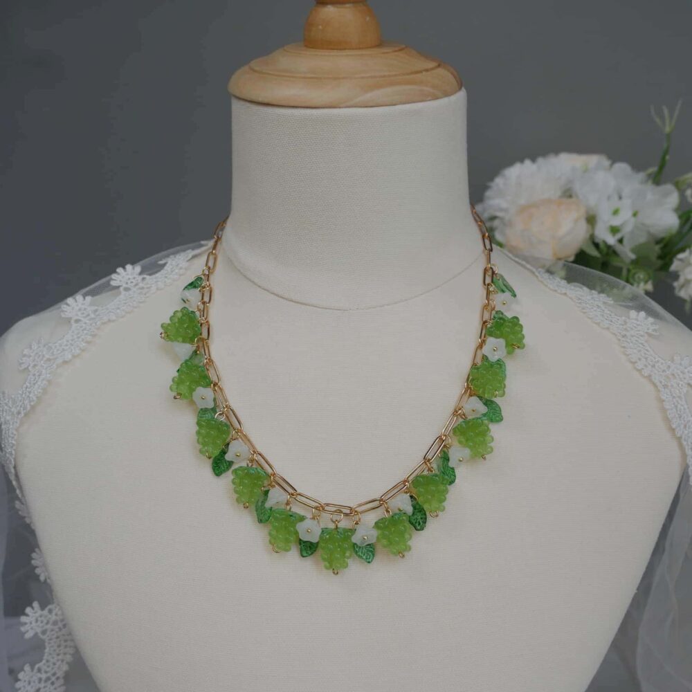 Green Grape Blossom Charm Necklace