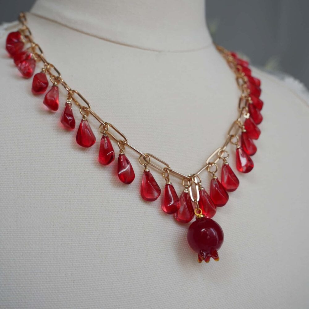 Alternative view of Pomegranate Blossom Charm Necklace