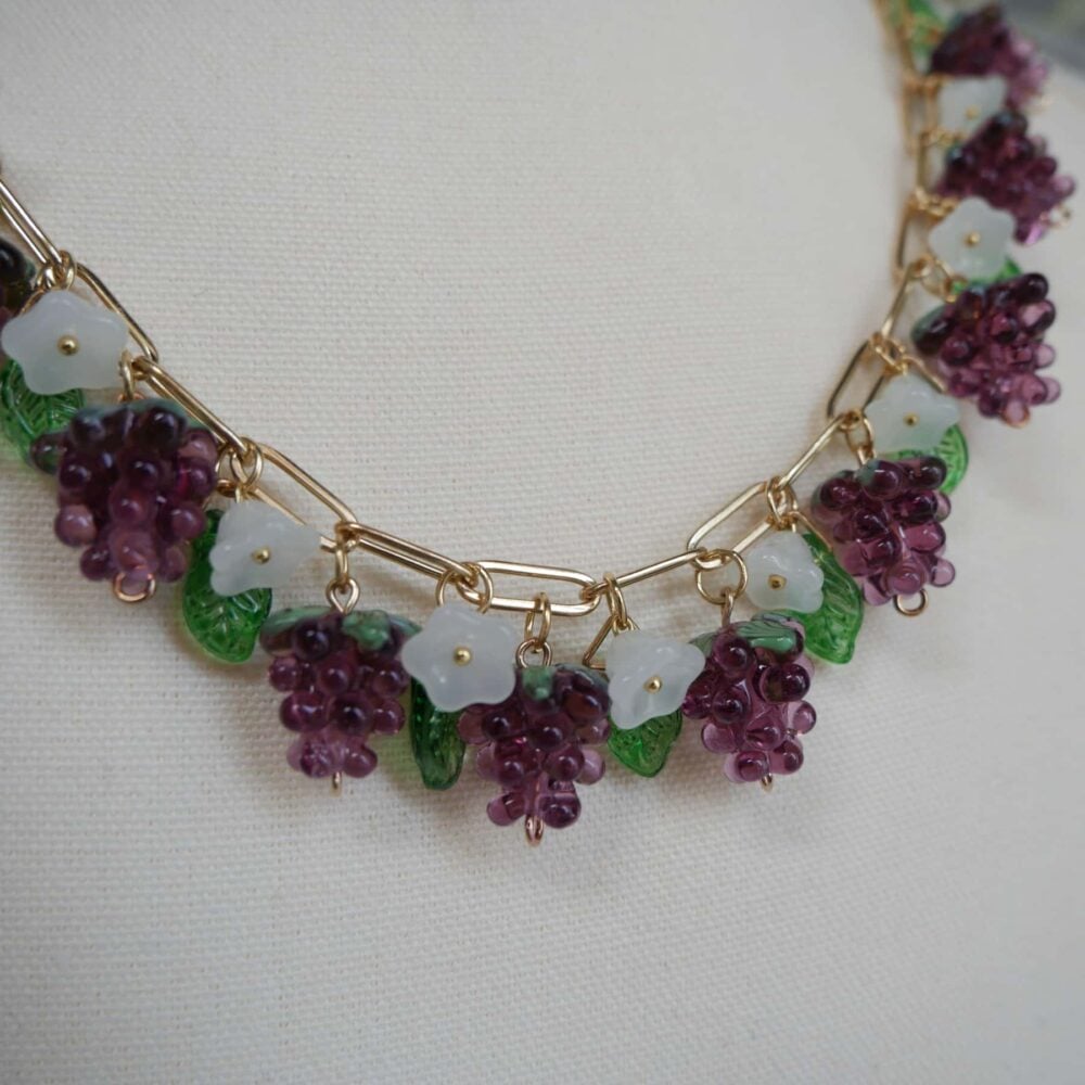 Purple Grape Blossom Charm Necklace - Image 2
