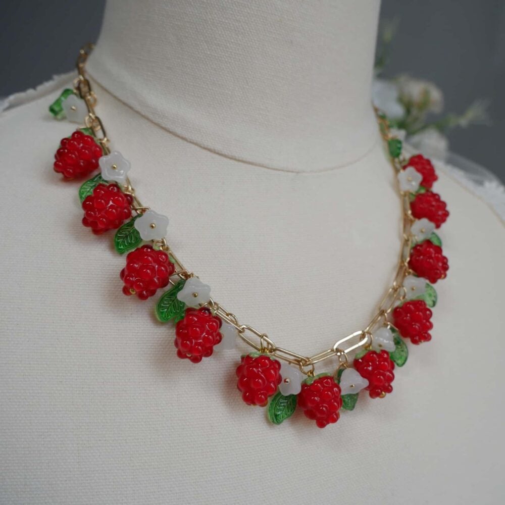 Alternative view of Raspberry Blossom Charm Necklace