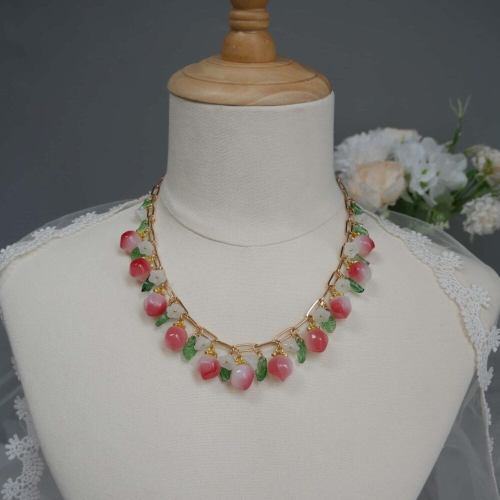 Peach Blossom Charm Necklace