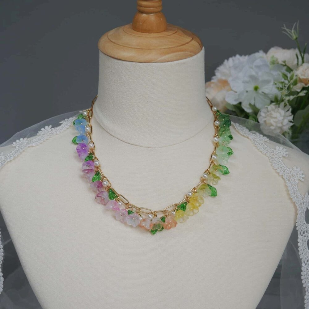 Rainbow Blossom Charm Necklace