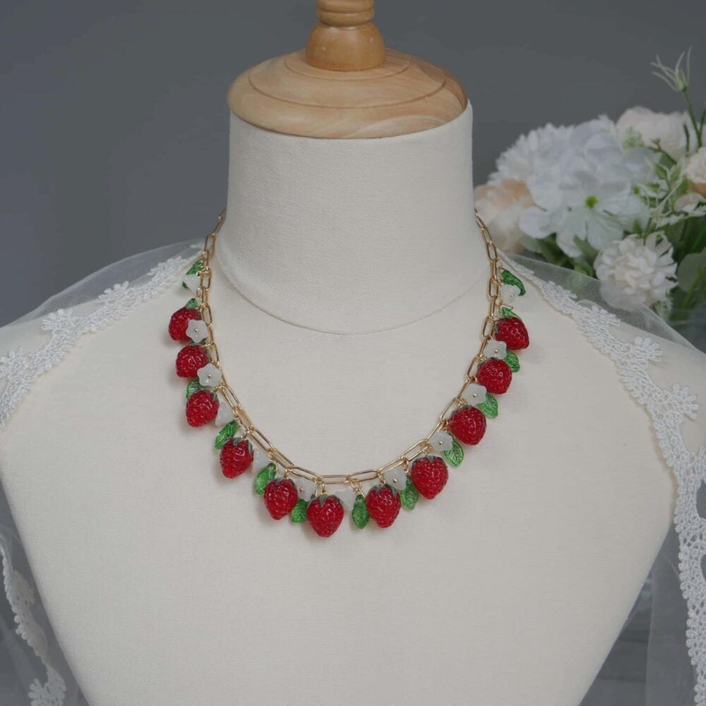 Strawberry Blossom Charm Necklace